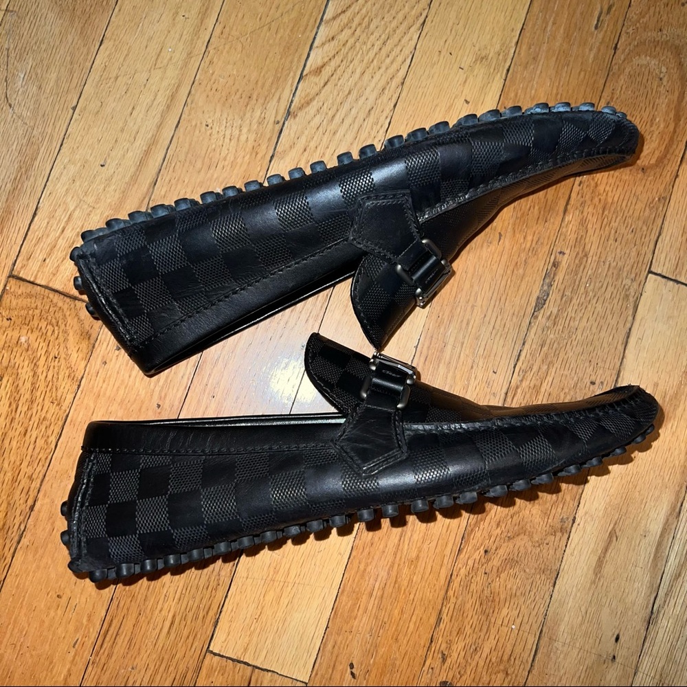 LOUIS VUITTON MENS LOAFERS LV LOGO INFINITE DAMIER SHOES - Picture 8 of 12
